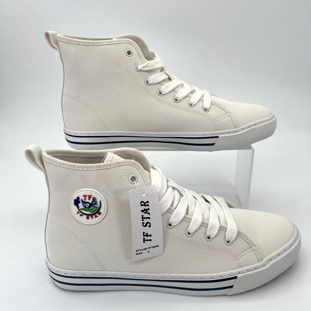 TF Star High Top Sneakers Womens Shoes Size 9 White TF19046 Fashion Lace Up New - Picture 2 of 10